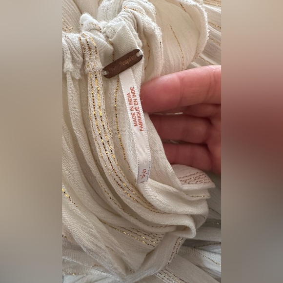 Free People Huxley Maxi Dress Ruffle Cutout Open Back Metallic Stripe Size Small - Picture 15 of 16